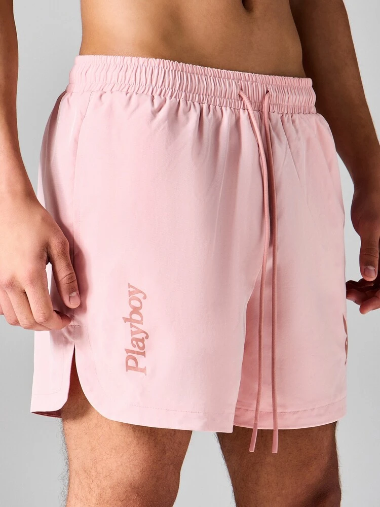 PLAYBOY X SUMWON Bañador con estampado de conejo, con cordón en la cintura y logo impreso para vacaciones de verano en la playa