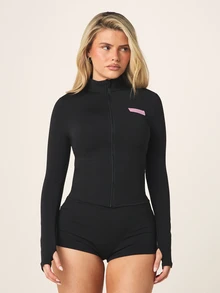 Missguided x Playboy Trim Active 高腰迷你短裤 紧身热裤 纯色光滑针织夏季必备单品 - 黑色 - 查看 5