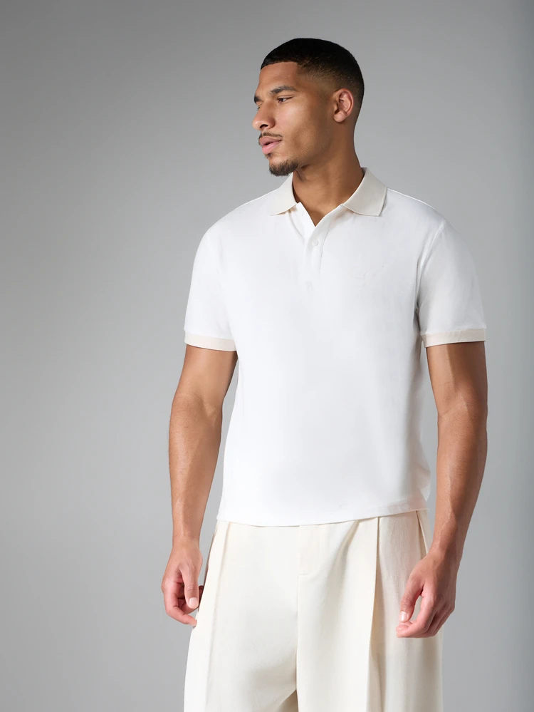 Polo décontracté coupe slim avec passepoil contrastant, manches courtes, col, indispensable d'été