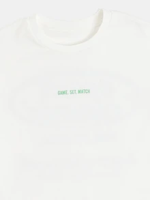 SUMWON Design Studios Court Classic Oversized Crew Neck Short Sleeve Tee With Back Graphic Print For Boys - White - View 3