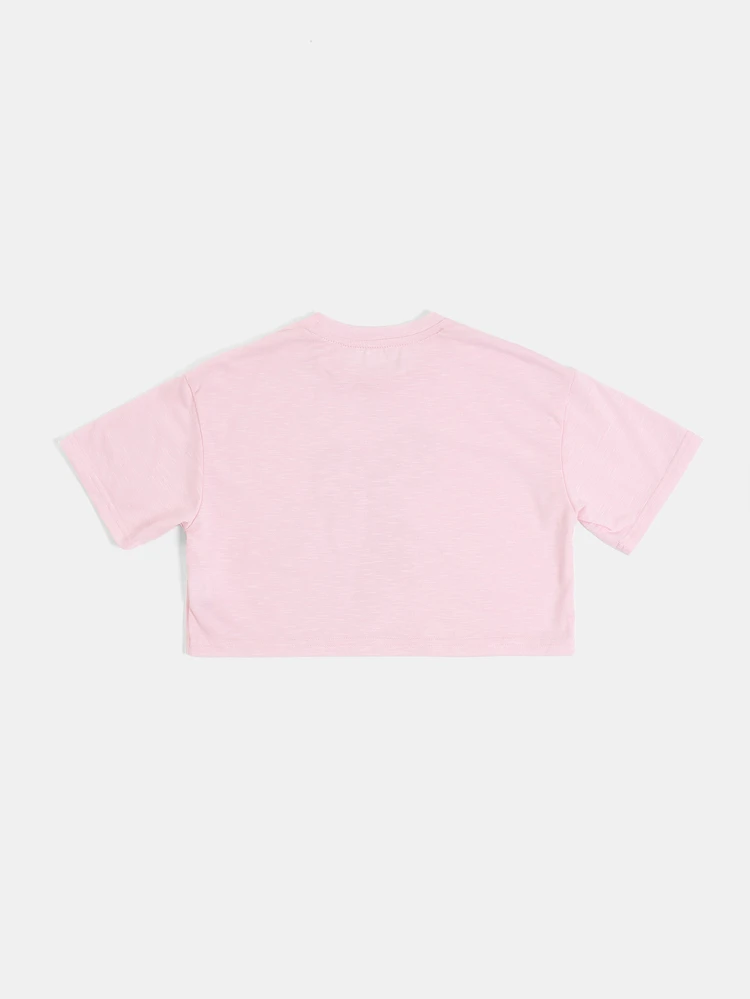 Studios Ballerina Crop T-Shirt With Ballet Shoes And Bow Print For Young Girls