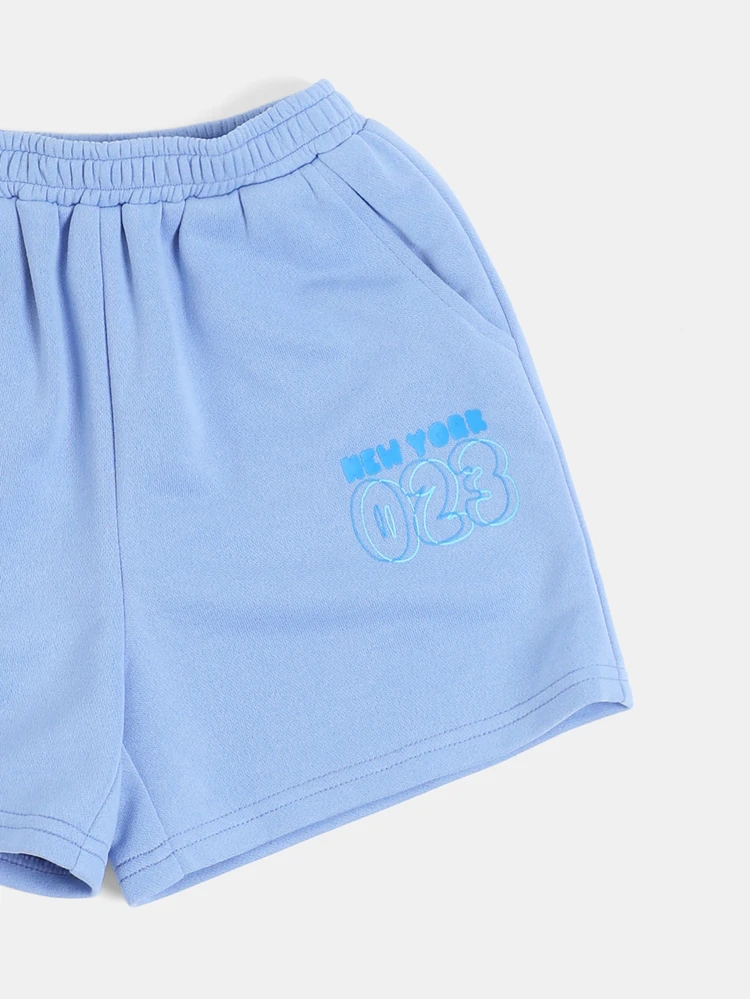 Boys Graphic Bubble Font T-Shirt And Shorts Co-Ord Set New York Print Crew Neck Short Sleeve Summer Outfit