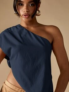 MISSGUIDED Áo nữ - Màu xanh hải quân - Xem 4