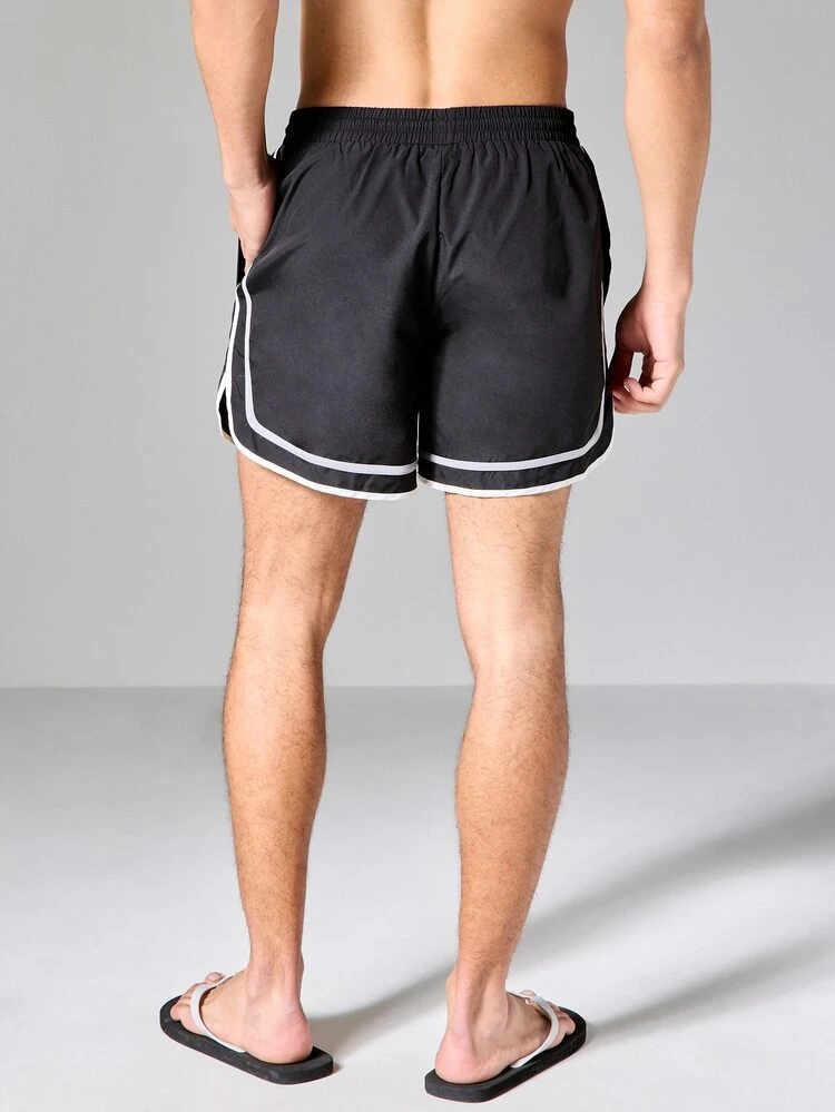 PLAYBOY X SUMWON Bunny Graphic Beach Shorts With Stripe Trim And Drawstring Waist For Summer