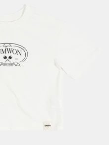 SUMWON 设计工作室第一季标志图案T恤和格子短裤套装，男童夏季款 - 米色 - 查看 4