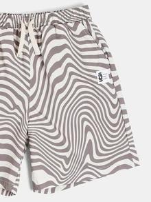 SUMWON Design Studios Boys Swirl Print Nylon Shorts With Elastic Drawstring Waist Summer Holiday - Apricot - View 3