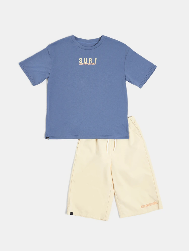 Stu Surf Club Graphic Tee And Bermuda Shorts Co-Ord Set For Tweens Summer Beach Vacation