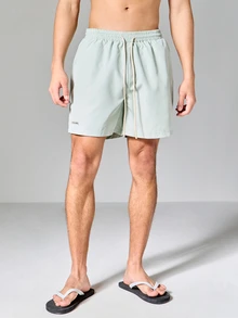 PLAYBOY X SUMWON Shorts de baño gráficos con cintura elástica y cordón para playa y vacaciones de verano - verde menta - Ver 1