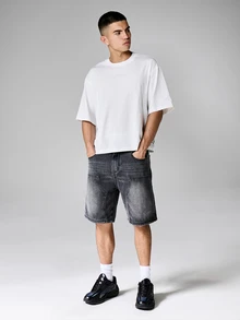 PLAYBOY X SUMWON Maglietta oversize girocollo con stampa logo laterale, t-shirt casual da strada di taglio boxy - Bianco - Visualizzare 3