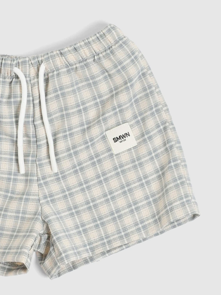 Design Studios Season One Logo Graphic Tee And Plaid Shorts Co-Ord Set For Boys Summer
