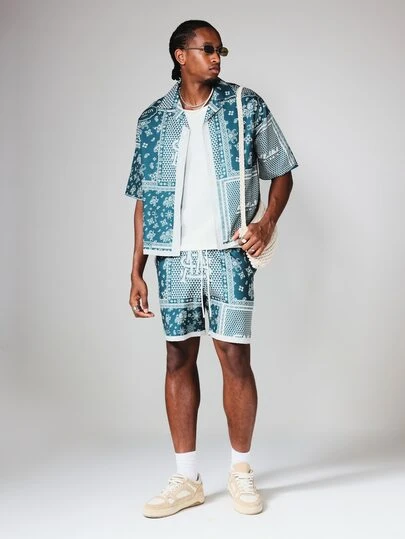SUMWON Casual Short Sleeve Shirt And Shorts Co Ord Set For Summer Casual Styling
