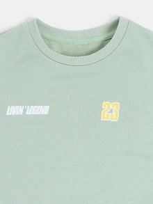 SUMWON Boys Graphic Tee And Shorts Co-Ord Set With Crew Neck Short Sleeve And Varsity Number Print Summer Two-Piece Outfit - Green - View 3
