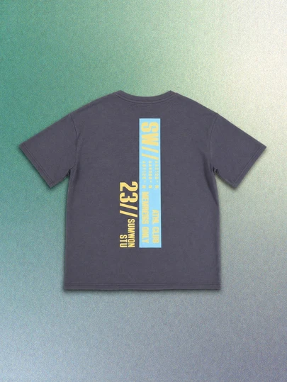 SUMWON Tween Boys Crew Neck Graphic T-Shirt With Number And Club Print Front And Back Short Sleeve Summer Top