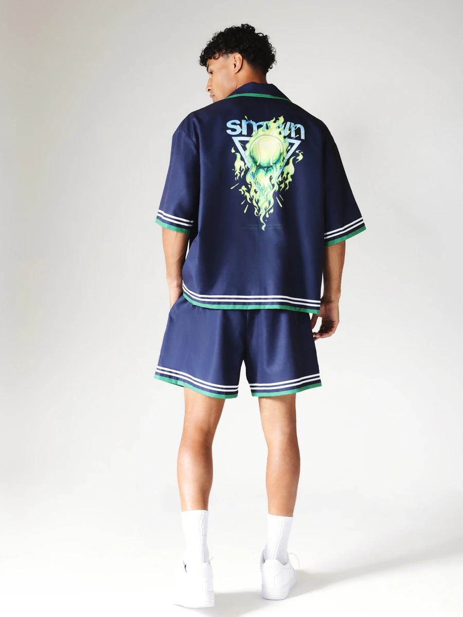 SUMWON Men Shirt Co-Ords - Navy Blue - View 1