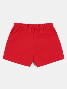 SUMWON Celana Pendek Nylon untuk Anak Laki-Laki Remaja dengan Detail Garis Samping dan Logo Cetak, Tali Serut di Pinggang, Cocok untuk Pakaian Kasual Sehari-hari di Musim Panas - Merah - View 2