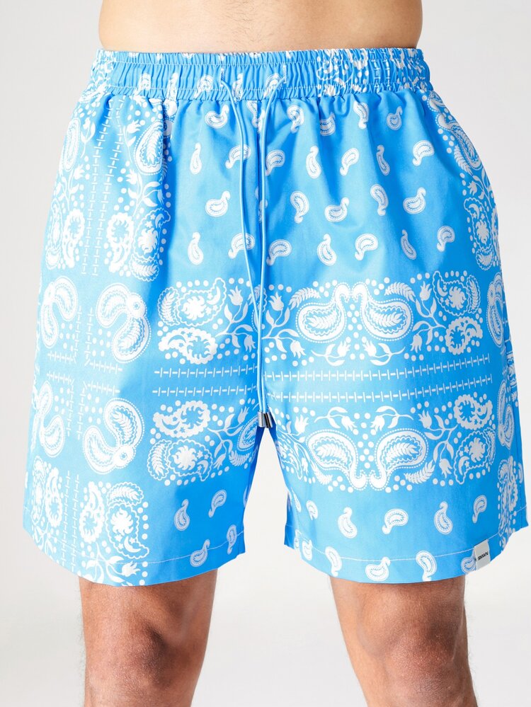 Short de plage en nylon à imprimé bandana cachemire avec taille élastique pour les vacances et les jours fériés d'été