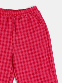 SUMWON Mädchen Sommer Strand Set bestehend aus Crop Top mit Sonnen-Grafik und Gingham-Karierter Hose mit Rüschensaum - Weiss - Übersicht 4