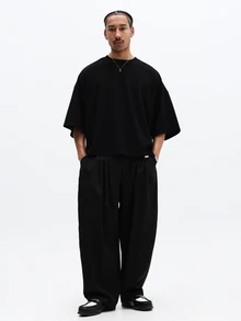 SUMWON Plus Size Oversized Crew Neck T-Shirt With Dropped Shoulders And Boxy Fit For Everyday Casual Wear - Black - View 3