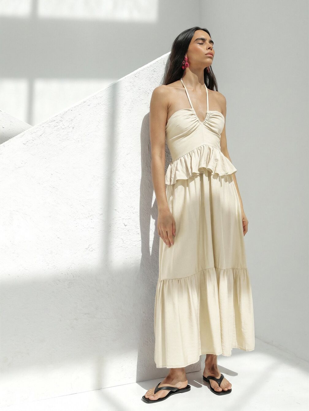 halter neck peplum dress Two Piece Wedding Dress Salma