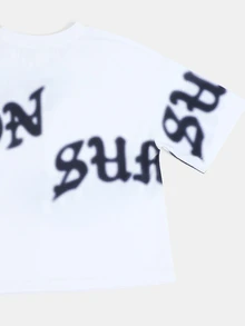 SUMWON 男童宽松圆领短袖T恤，前后均印有哥特式古英语文字 - 白色 - 查看 5