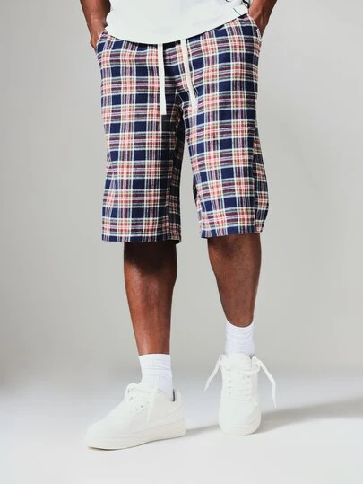 SUMWON Pull On Check Pattern Jorts For Summer Casual Styling