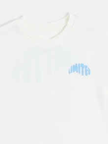 SUMWON Boys Short Sleeve Crew Neck T-Shirt With Limited Edition Bubble Letter Back Print Regular Fit Summer Top - White - View 3