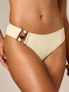AiiRZ Quần bikini cạp cao đính hạt cườm với chi tiết vòng bên hông, thích hợp cho kỳ nghỉ hè ở bãi biển. - trắng - Xem 2