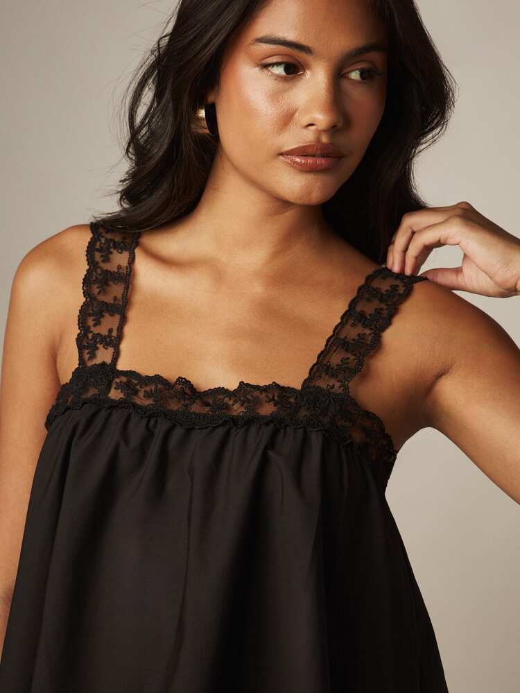 MISSGUIDED Babydoll Mini Dress With Lace Trim Straps