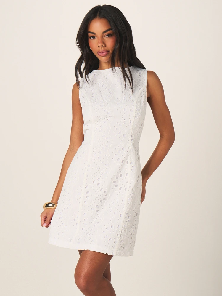 MISSGUIDED Eyelet Lace A-Line Mini Dress With Tie Waist