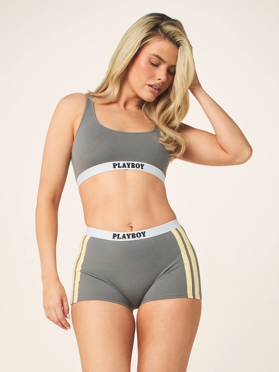 Missguided x Playboy Bộ đồ hai mảnh dành cho nữ - Màu xám đen - Xem 1