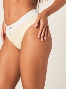 MISSGUIDED Quần lót cạp cao MSGD có logo và dây thun tương phản, kiểu dáng ôm sát, thích hợp mặc hàng ngày. - Màu vàng - Xem 4