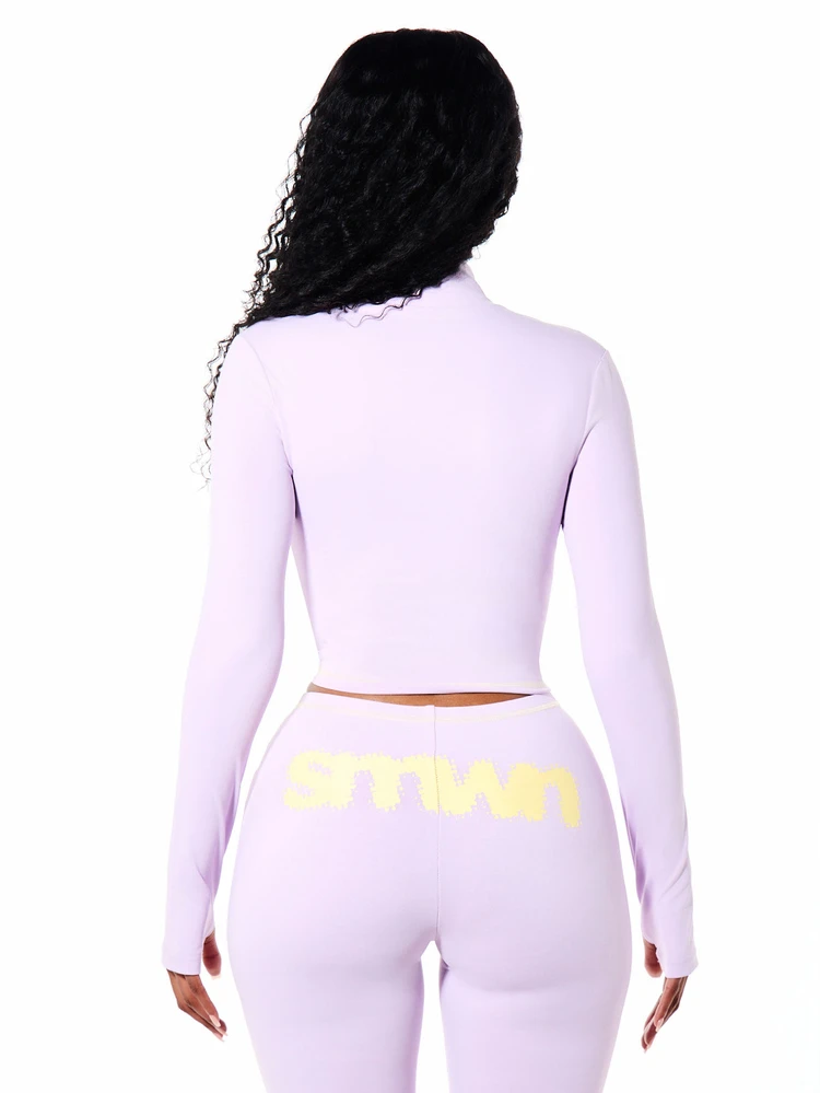 SUMWON WOMEN Felpa con collo a imbuto, chiusura lampo frontale, grafica con logo e polsini con foro per il pollice