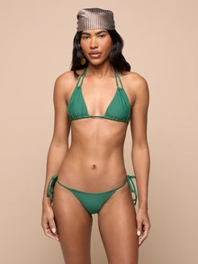 KSTM Áo bikini tam giác buộc dây cổ với hai dây quai và chi tiết buộc bên hông, thích hợp cho mùa hè đi biển. - màu xanh lá - Xem 1