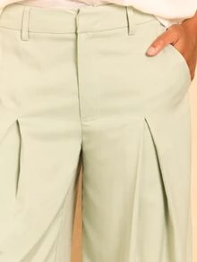 KSTM Wide Leg Pleated Trouser High Waist Flowy Palazzo Pants Spring Summer Office Brunch Business Wear Sage Green Casual Elegant - Green - View 5