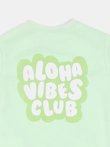 SUMWON Jungen Aloha Vibes Club Co-Ord Set mit grafischem T-Shirt und weiter Jogginghose, Sommer Casual Outfit - Grün - Übersicht 4