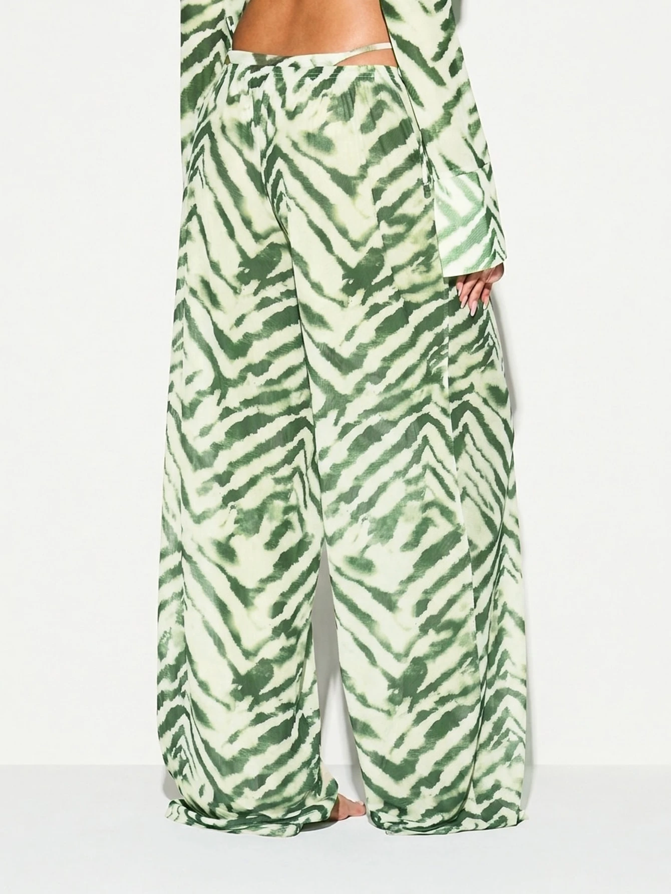 KIZN Tiger Print Wide Leg Satin Beach Trousers