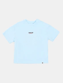 SUMWON Oversized Boys Crew Neck Short Sleeve Racing Graphic Tee Finish Line Sports Print Front And Back - Baby Blue - View 2