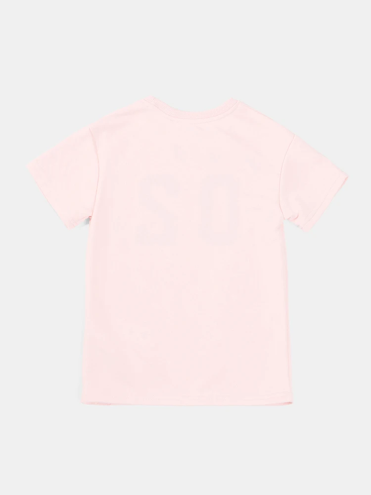 Future Icon Number 02 Graphic Print Crew Neck Short Sleeve Tee For Young Girls