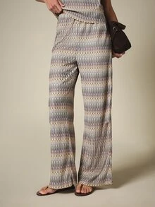 KSTM Bộ đồ hai mảnh dệt họa tiết zigzag gồm áo hai dây và quần ống rộng, lý tưởng cho kỳ nghỉ hè. - Nhiều màu - Xem 4