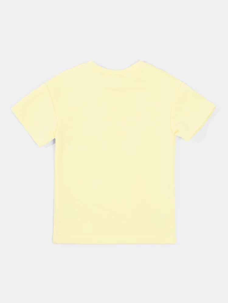 Mädchen Club Sommer Grafik T-Shirt mit Kirsche, Muschel, Seestern und Zitronen Patch Muster