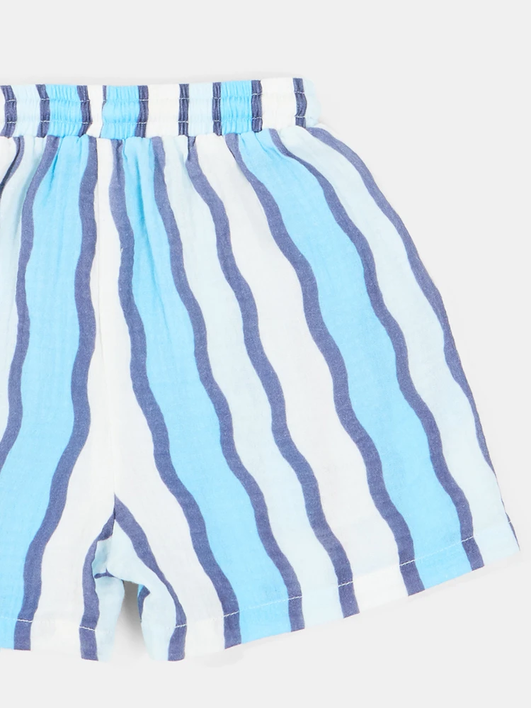 Boys Wavy Stripe Shorts With Elasticated Drawstring Waist Summer Beach Holiday Casual Everyday Wear Age 4
