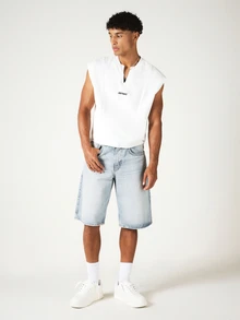 SUMWON Crop Sleeveless Tank Top With V-Notch Neckline And Logo Print For Summer Casual Streetwear - White - View 3