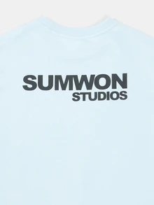 SUMWON 工作室标志标语圆领短袖休闲日常T恤，适合青少年 - 藍色 - 查看 5