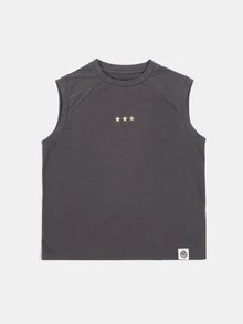 SUMWON Tween Boys Raglan Sleeveless Tank Top With City Names Back Print And Star Graphic Front Regular Fit Summer - Dark Grey - View 2