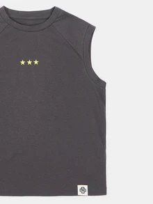 SUMWON Tween Boys Raglan Sleeveless Tank Top With City Names Back Print And Star Graphic Front Regular Fit Summer - Dark Grey - View 4