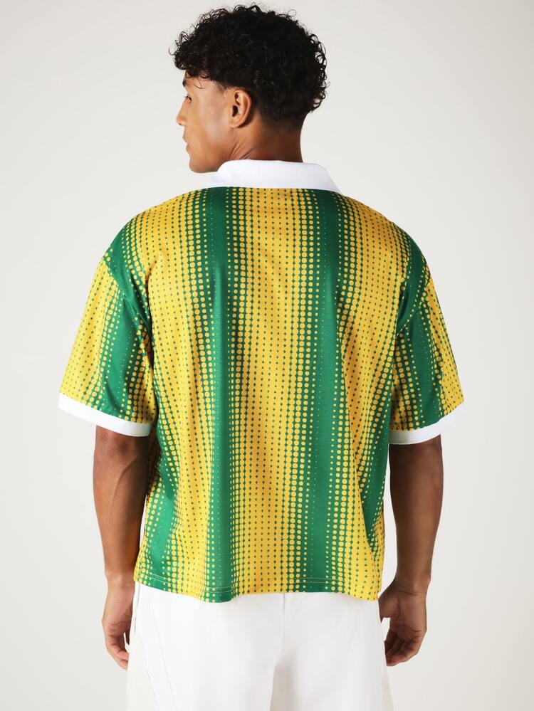 Polo rétro de maillot de football avec imprimé à rayures verticales à demi-teintes et coupe ample
