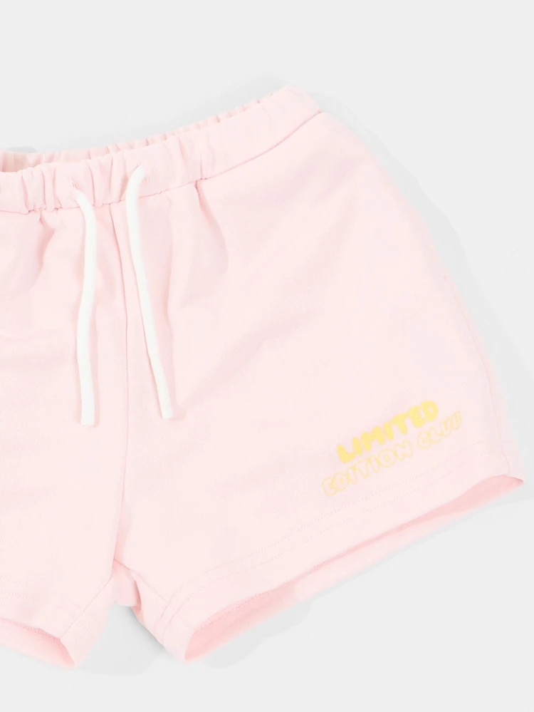 Conjunto de top corto estampado y mini shorts a juego con estampado de edición limitada de club, conjunto de vacaciones de verano