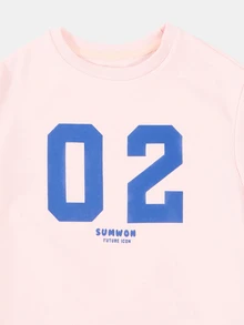 SUMWON Future Icon Number 02 Graphic Print Crew Neck Short Sleeve Tee For Young Girls - Pink - View 3