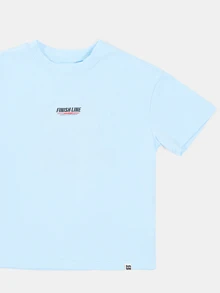 SUMWON Oversized Boys Crew Neck Short Sleeve Racing Graphic Tee Finish Line Sports Print Front And Back - Baby Blue - View 4