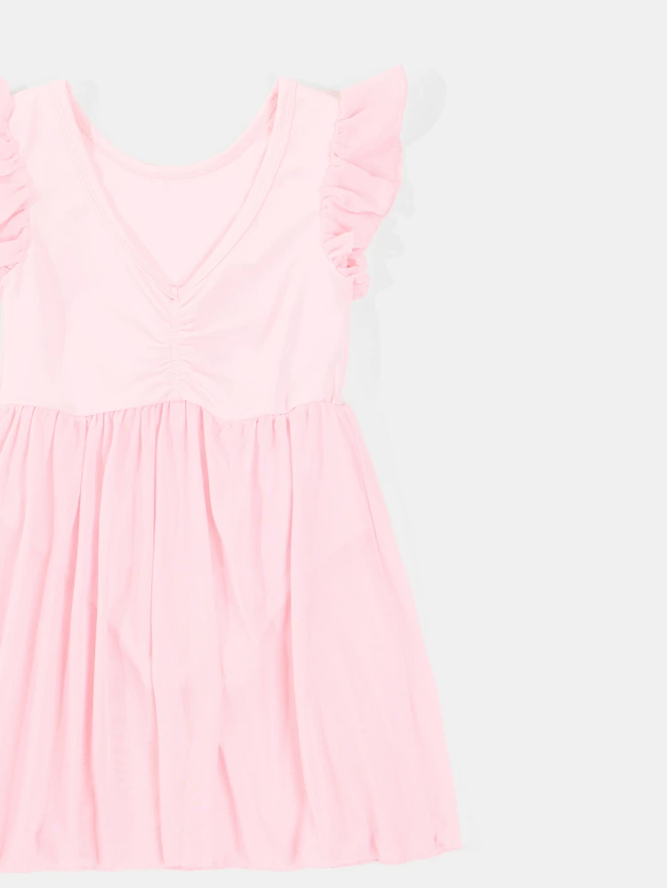 Ballerina Ruffle Sleeve V-Neck Fit And Flare Dress For Young Girls Spring Summer Party